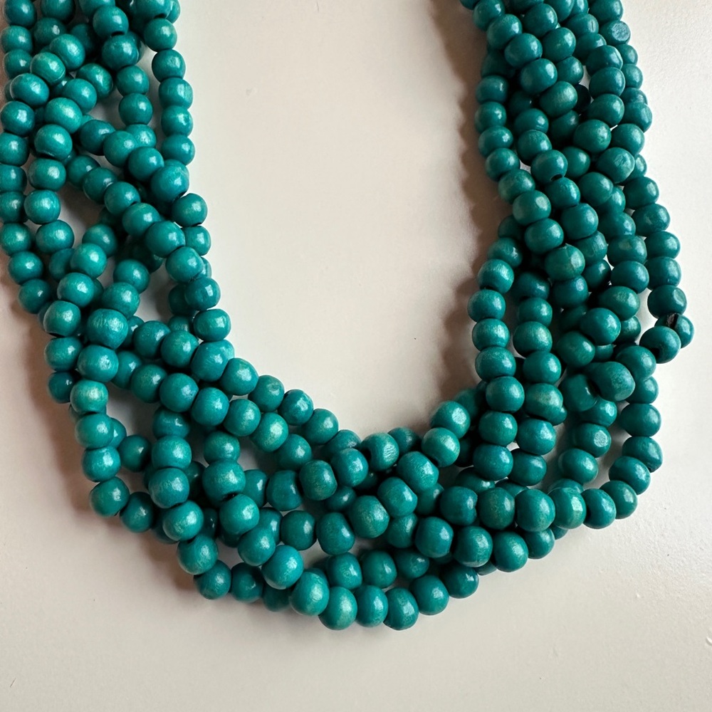 TURQUOISE MULTI STRAND BEADED NECKLACE | EARRINGS SET